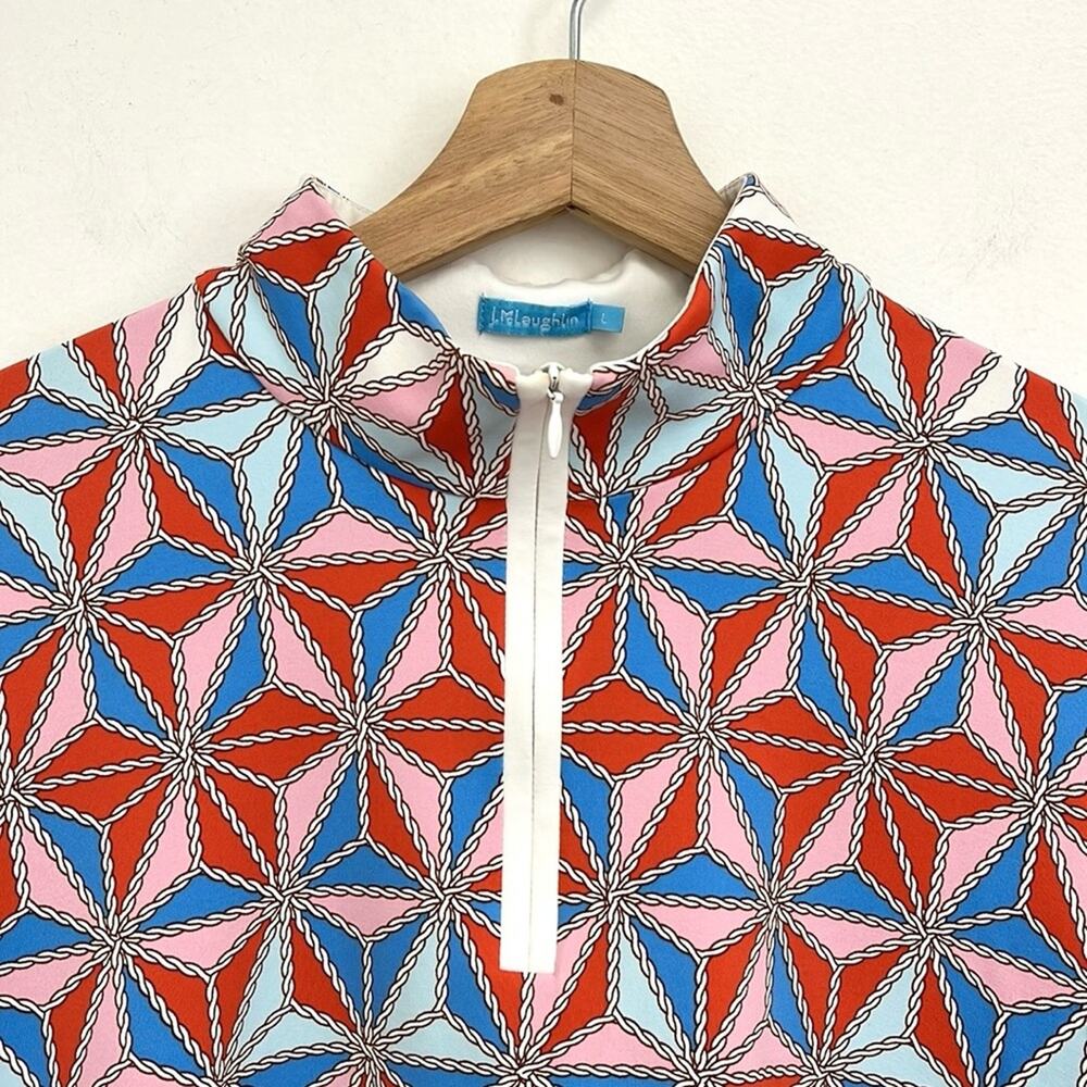 J. McLaughlin Bedford Catalina Cloth Pinwheel Print Quarter Zip Top - Large - Picture 7 of 10